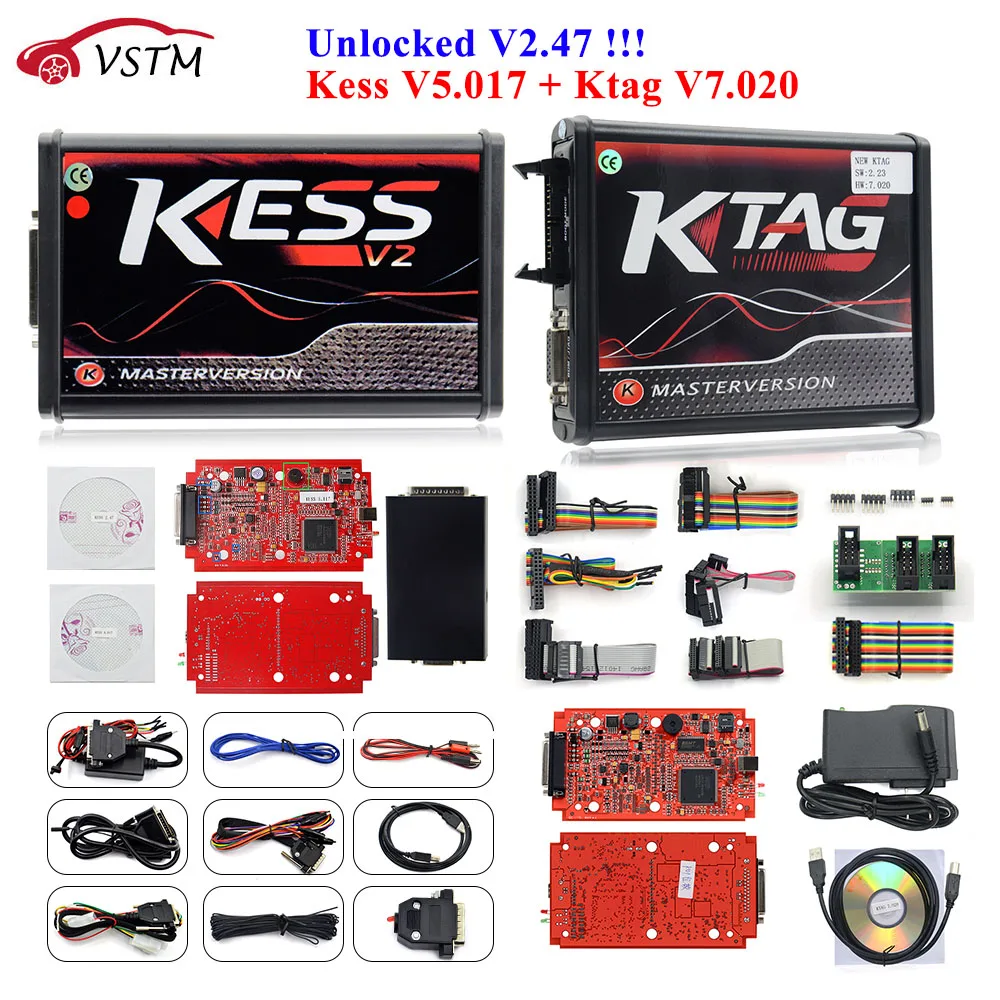 Онлайн мастер красный KESS V5.017 V2.47+ KTAG V7.020 V2.23 нет жетонов лимит KESS 5,017+ K-TAG K тег 7,020 Программист ECU
