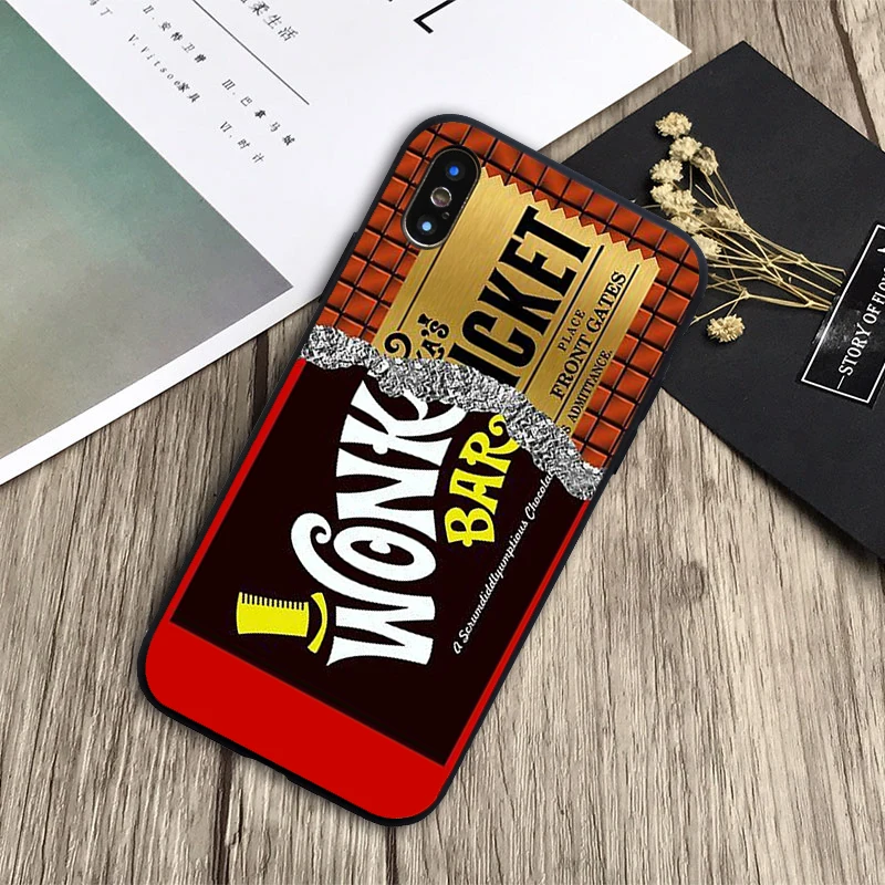 Мягкий силиконовый черный чехол для телефона alenka bar wonka с изображением шоколада