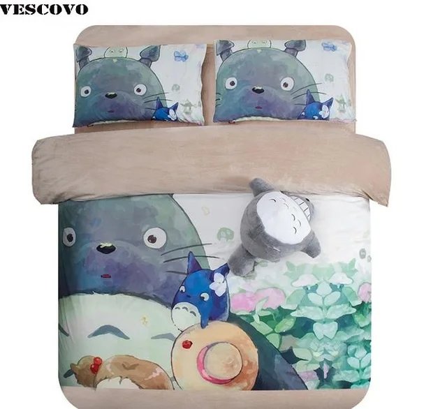 Коралловая флисовая картина маслом мультфильм Тоторо 3/4 шт. Комплект одеяло