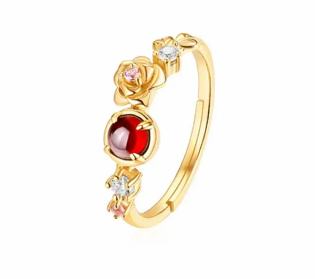 garnet ALLNOEL 925 пробы Серебряное кольцо с муассанитом натуральный гранат розовый кварц драгоценные камни цветок кольцо Роскошные ювелирные изделия 925 кольцо бижутерия подарки на год - Цвет камня: garnet