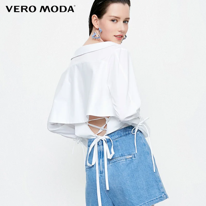 Vero Moda 2019 Весна Лето Новая женская рубашка с отложным воротником и расклешенными