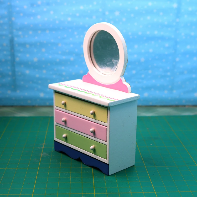 

A01-X037 children baby gift Toy 1:12 Dollhouse mini Furniture Miniature rement Doll accessories Dressing table with mirror 1pcs
