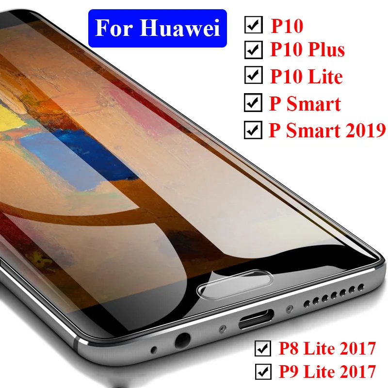 9d закаленное стекло для huawei p8 lite p9 p10 plus p smart 8 9 10 Защитная пленка для экрана tremp glas on huway huawie