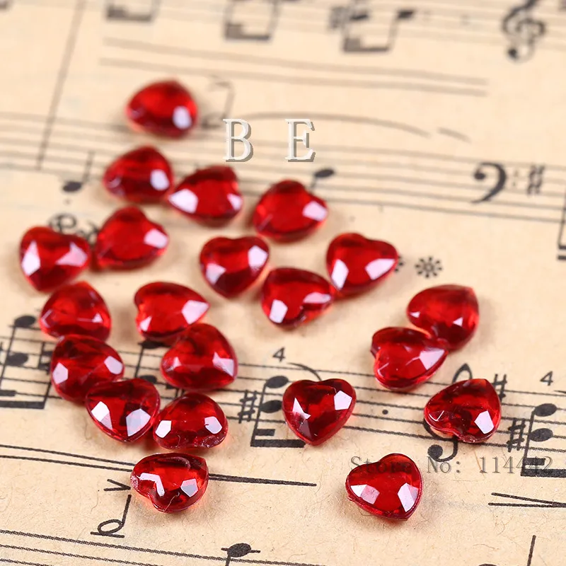 2000 шт./лот 6 мм (1 карат) акриловые темно-красные с кристаллами в виде сердца
