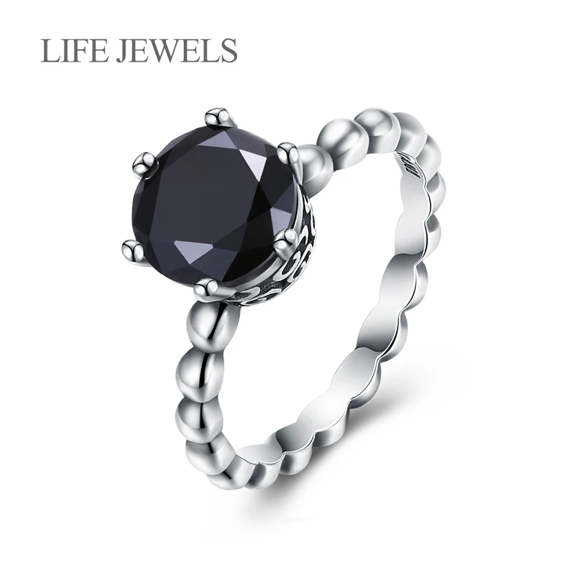 Authentic 100% 925 Sterling Silver Black Zircon Rings Charm l Women Luxury Valentine's Day Gift Jewelry 18105 | Украшения и