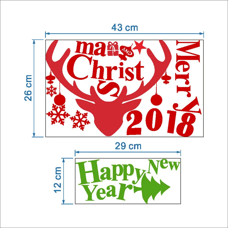Merry Christmas Tree Quotes Snowflakes Wall Stickers For Store Home Decoration Vinyl Decals Diy Xmas Festival Mural Art | Дом и сад