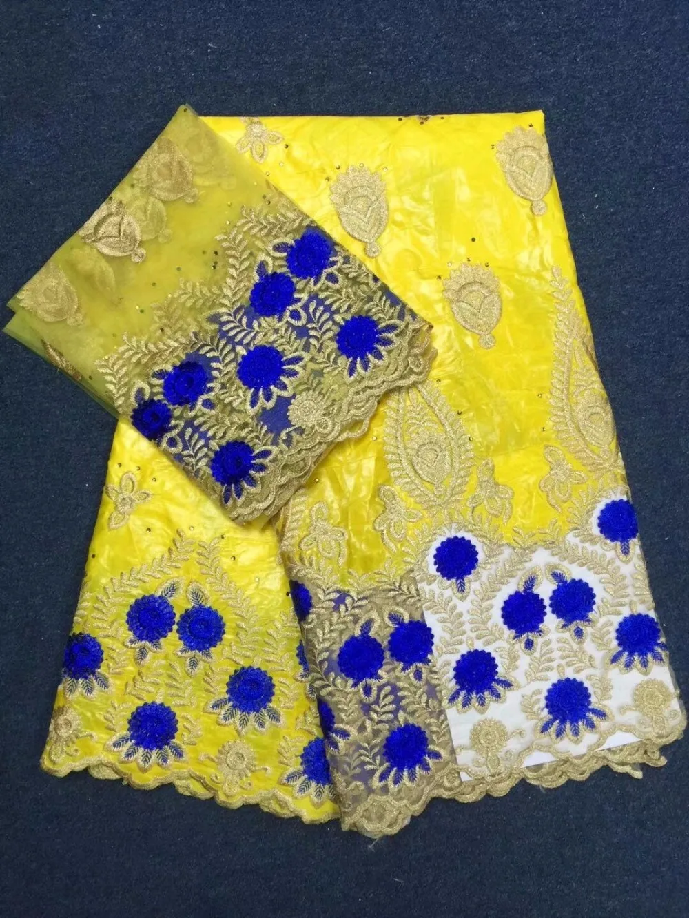 Beautifical желтый Базен ткань с вышивкой шарф африканских Riche Getzner для женщин платье