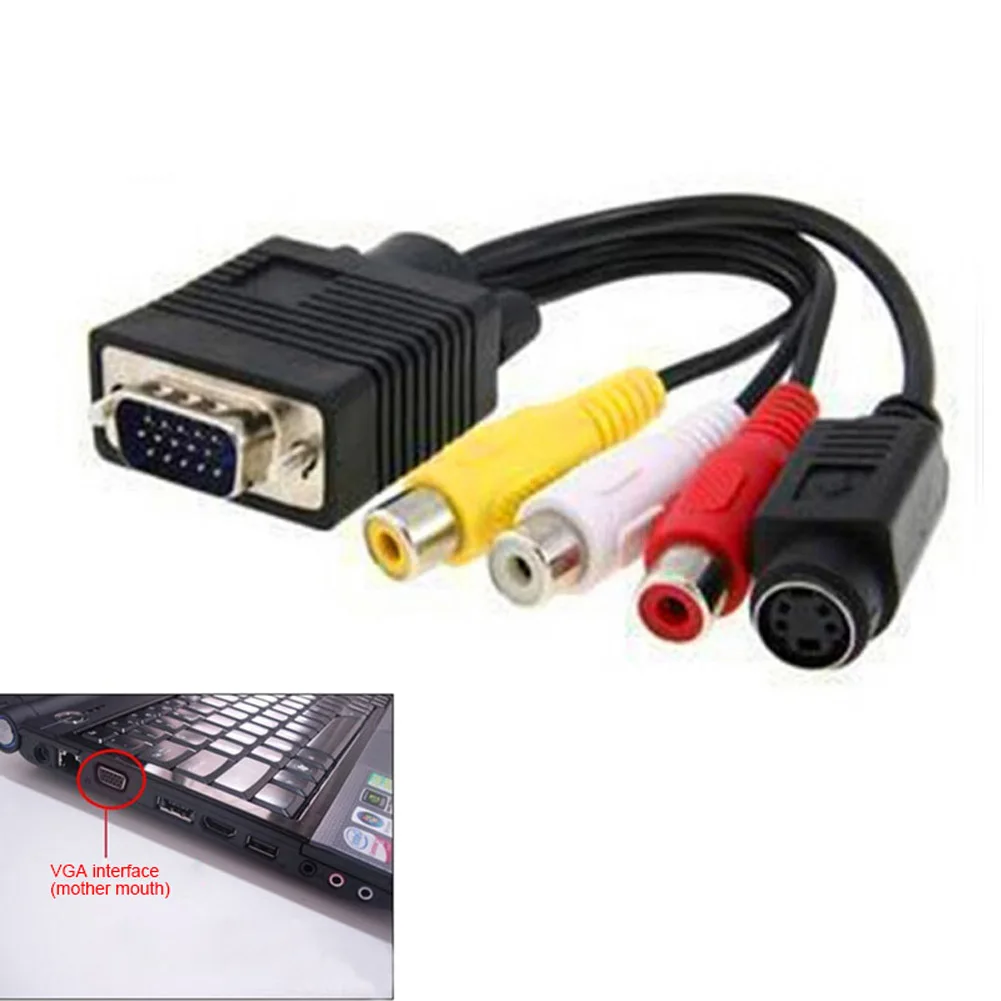Недавно VGA SVGA к S Video 3 RCA AV TV Out кабель адаптер конвертер для ПК компьютера ноутбука|