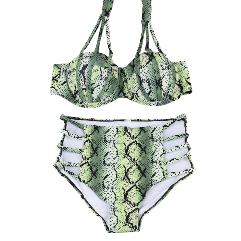 2017 Большие размеры купальник бикини с высокой талией на косточках женские