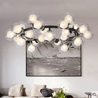 modern circular magic beans glass ball pendant lamp nordic creative bedroom living room dinning room g4 led lighting fixture