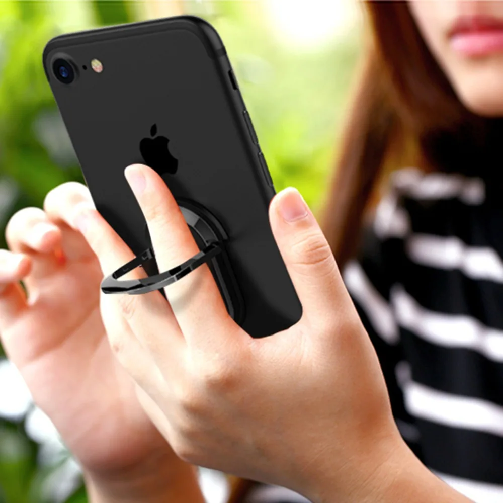 For iPhone 8 7 Case 360 Degree Rotating Ring Kickstand Shockproof Can work with Magnetic Car Mount case |