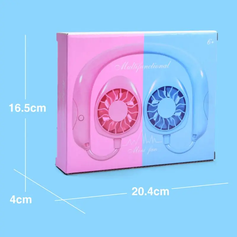 

Mini Portable USB Rechargeable Hand Free Neckband Style Dual Cooling Lazy Fan for Student Home School Office Use Supplies
