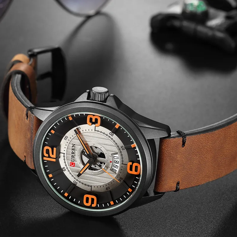 Relogio Masculino Curren Военные Спортивные Мужские Аналоговые кварцевые часы