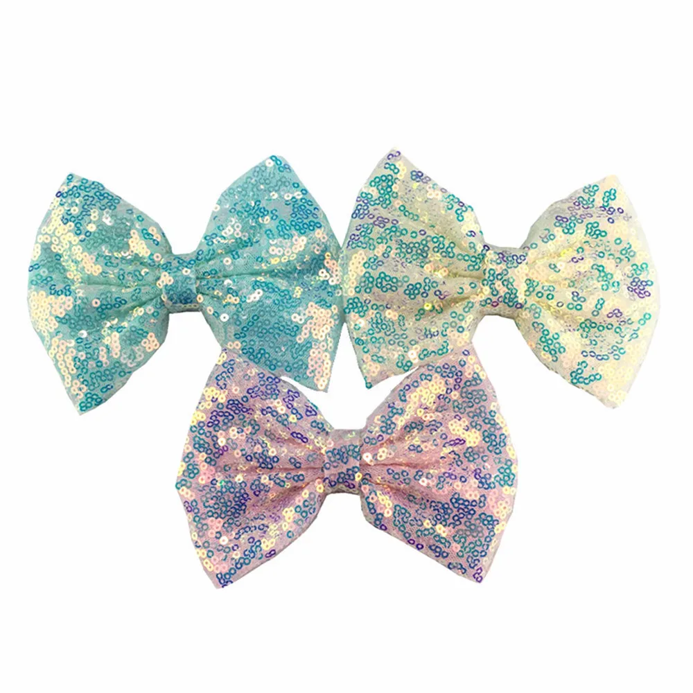 

Newest 5inch Embrodery Sequin Glitter Bow Shiny Hair Bow Lovely Hair Accessories Shower Party Headwear