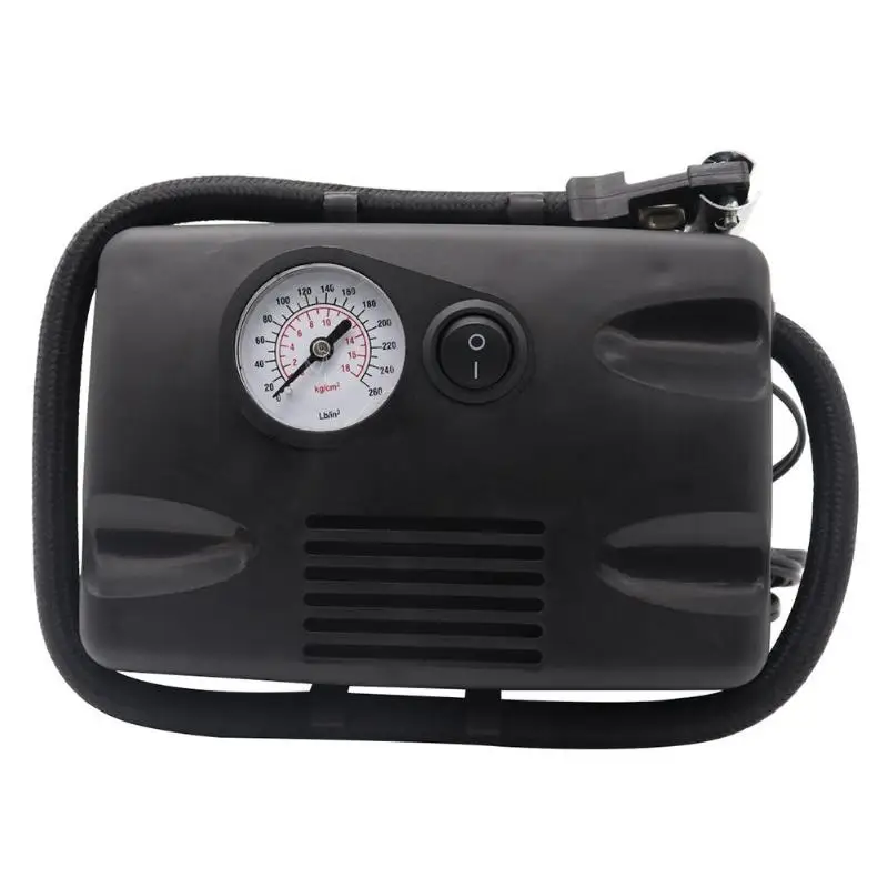 12V 260 фунтов/кв. дюйм Мини Портативный автомобильных шин Электрический насос воздушный компрессор с манометром Мощность по cargette Зажигалка для сигарет розетка для накачки шин