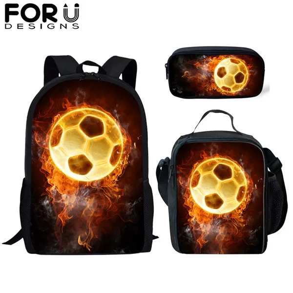 H387CGK FORUDESIGNS/комплект с принтом футбольного мяча, школьные сумки для мальчиков-подростков, 16 дюймов, Детский Большой мужской рюкзак, школьная Детская сумка - Цвет: H387CGK