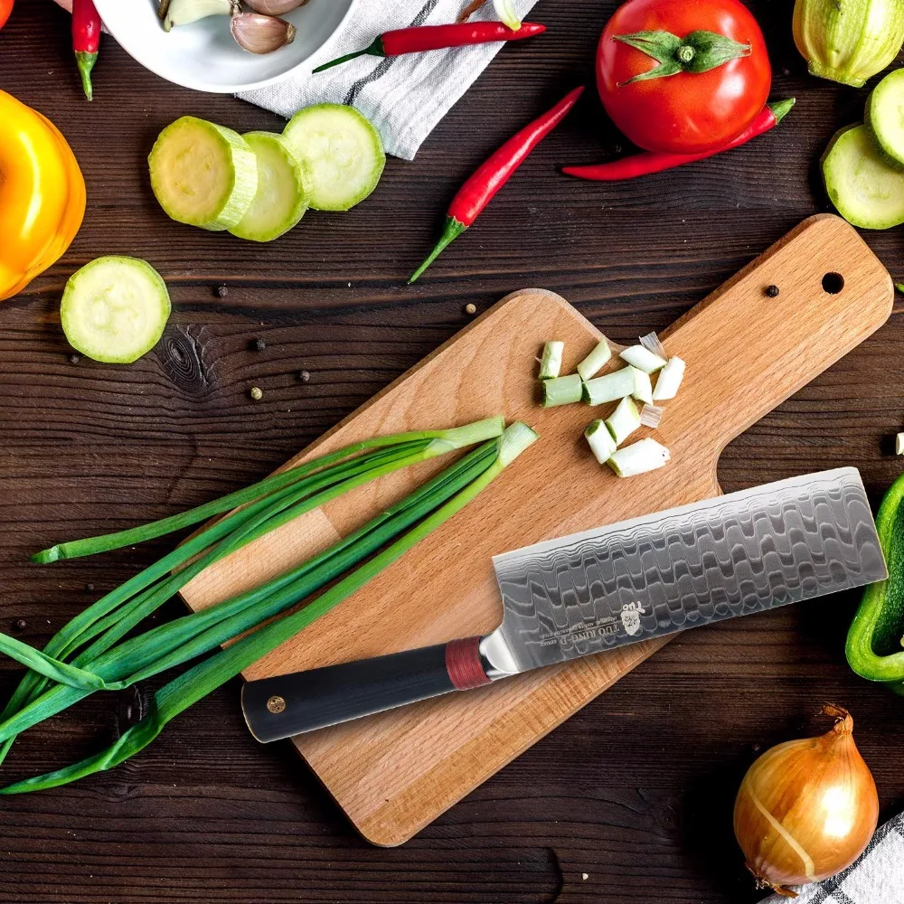 TUO столовые приборы Kiritsuke нож 6,5 ''-дамасский Овощной кухонный мясницкий нож-японский AUS-10 HC из нержавеющей стали-кольцо-D Серия