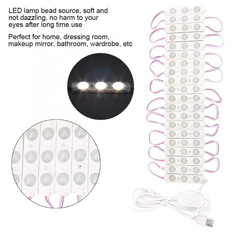 60 косметических светодиодных зеркальных ламп с регулируемой яркостью | Красота и