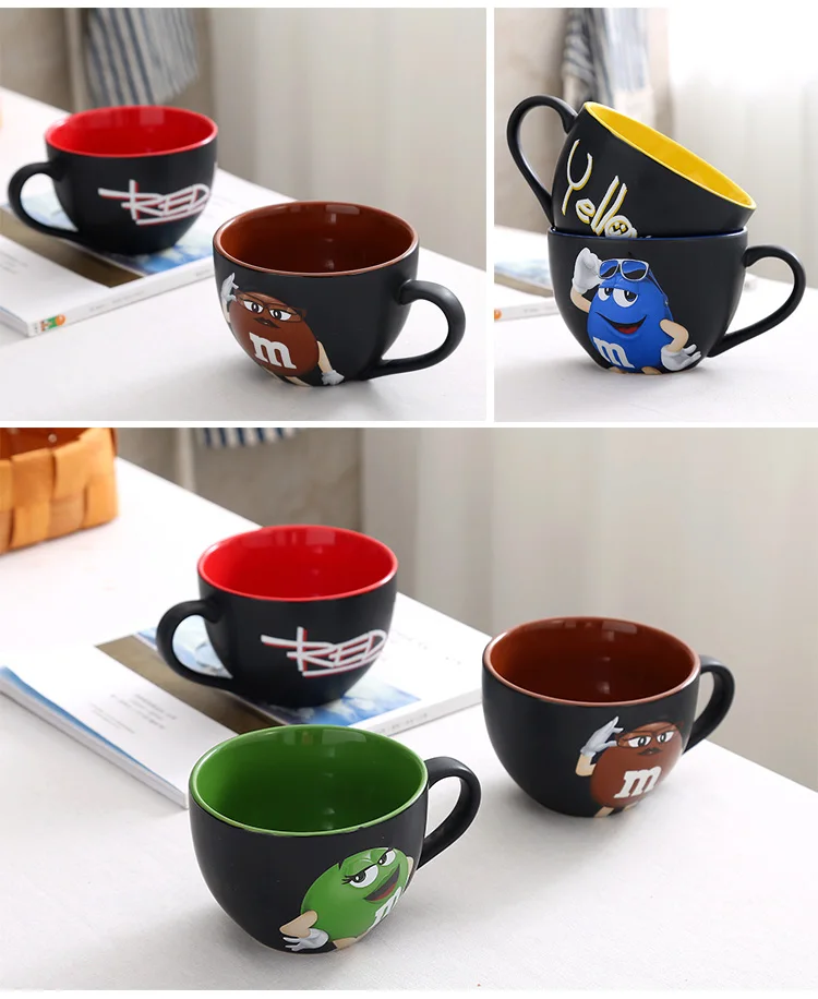 M& M's мм бобы керамическая Цветная глазурь кофе молоко чашка вода чай чашка кафе овсянка Питьевая чашка кружка