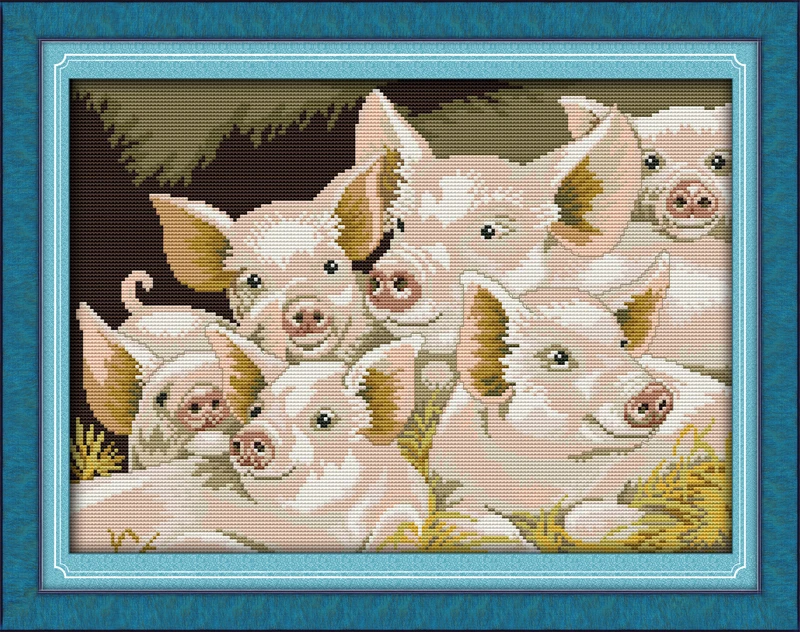Joy Sunday D145D442D625D627D628 Free Shipping Home Decor Lovely Pig Couples Sleeping Little Brother Sister Cross Stitch | Дом и сад