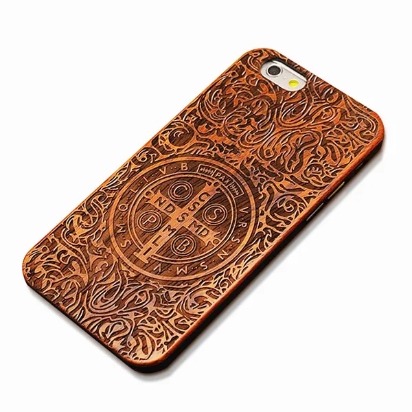 Cross Pattern Чехол для телефона с тисненым деревом в стиле ретро для iPhone 5, 5S, SE, 6, 6 s, 7, 8 Plus, Funda, деревянный чехол с резьбой, Твердый чехол для ПК - Цвет: Cross Pattern