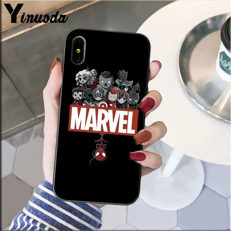 Yinuoda Marvel Мстители Герои комиксы DIY Роскошный Высокий протектор на конце чехол для iPhone 6S 6plus 7plus 8 8Plus X Xs MAX 5 5S XR