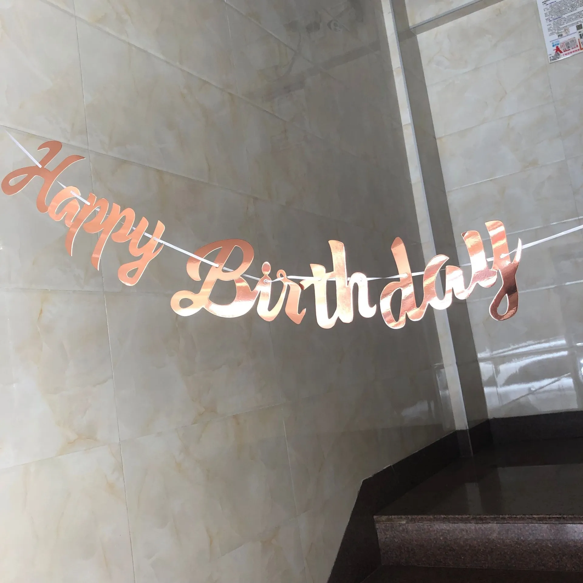 Happy birthday Розовое золото, только что женился, мистер& Mrs Команда Невесты, английские слова, Свадебный Декоративный баннер, струнный флаг, товары для свадебной вечеринки - Цвет: Happy birthday