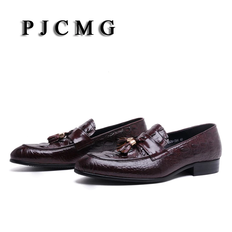 PJCMG Весенние Новые мокасины из натуральной кожи крокодила дышащие повседневные