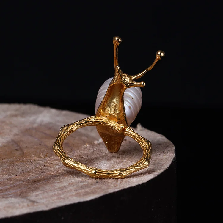 Женское Винтажное кольцо из серебра 100% пробы с жемчугом и улиткой|adjustable rings for