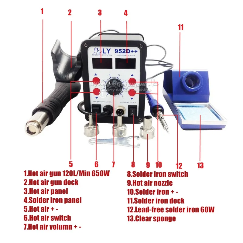 Online Telefon Motherboard Reparatur Maschine Neue Auto Schlaf Funktion Smart LY 952D + + Dual Led 2 In 1 Solder Station 220 V/110 V 700 W