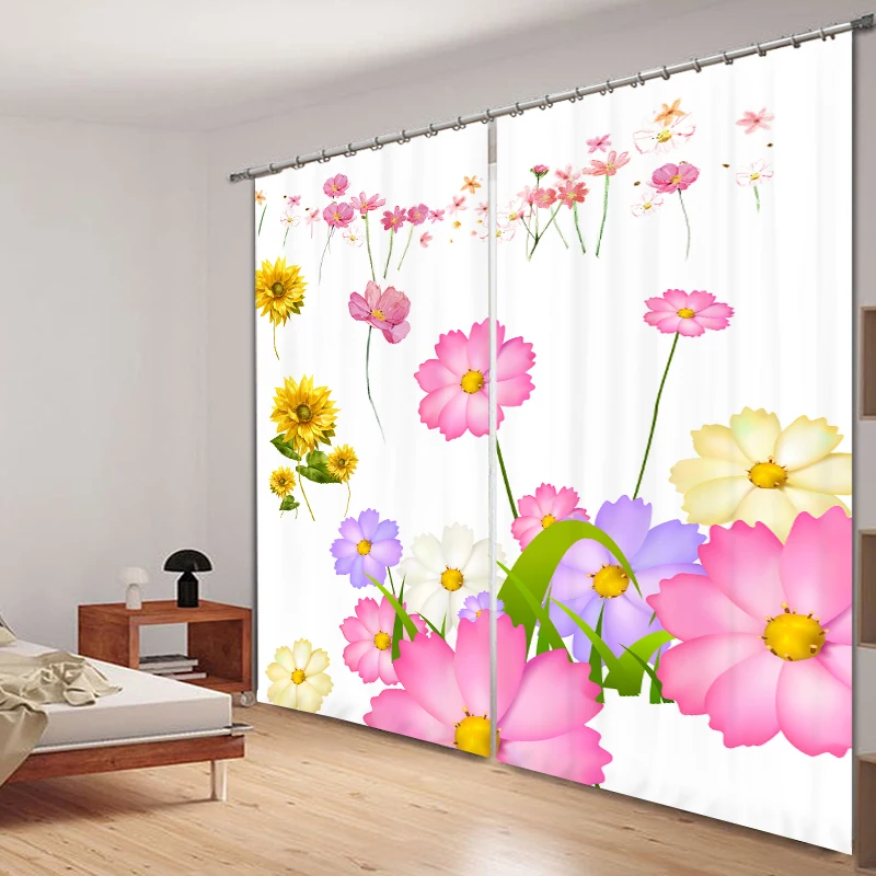Шторы блэкаут 3D с цветочным принтом и бабочками роскошные занавески для гостиной