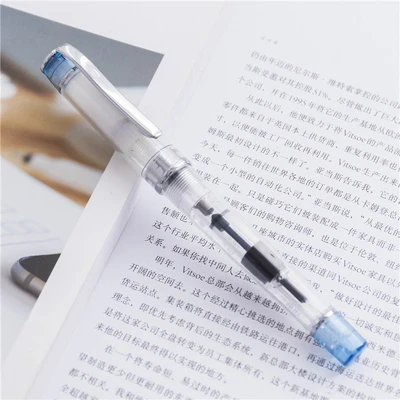 transparent blue 1 шт. Wingsung конфетный цвет прозрачная авторучка дополнительный тонкий наконечник 0,38 мм студенческая практика письма чернильные ручки школьные офисные принадлежности - Цвет: transparent blue