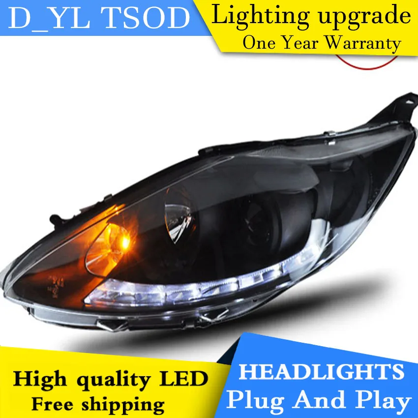 

D_YL Car Goods Car styling LED HID Rio LED headlights Head Lamp case for Ford Fiesta 2009-2012 Bi-Xenon Lens low beam