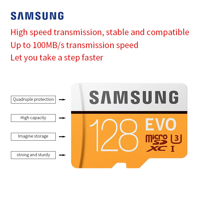Карта памяти SAMSUNG Micro SD 64 Гб 128 карта SDXC класс 10 Microsd 32 SDHC tarjeta TF C10 U3 U1 Trans Flash tf карты |