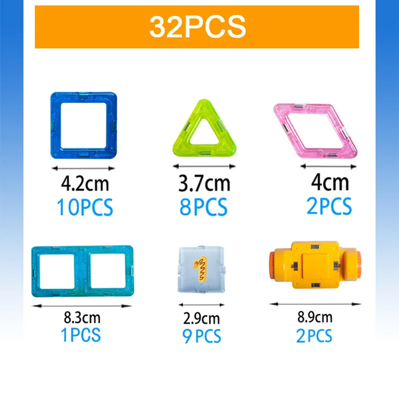 QWZ 32 шт. Мини Магнитный конструктор Construction Set прозрачные магнитные секции модели