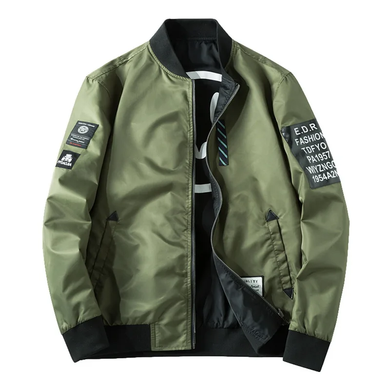 army green Мужские модные теплые куртки, двухсторонняя одежда, весенняя куртка, пальто для мужчин s с буквенным принтом, эластичная верхняя одежда размера плюс 4xl - Цвет: army green