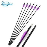6pcs archery carbon arrows spine 500 with broadhead fit for compound recurve bow camping shooting hunting practicing accessories