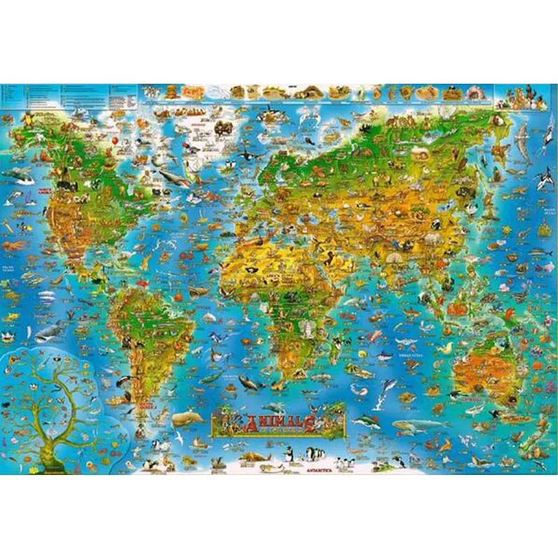 Мультяшная карта мира бумажная головоломка 1000 штук ersion paper jigsaw Puzzle белая