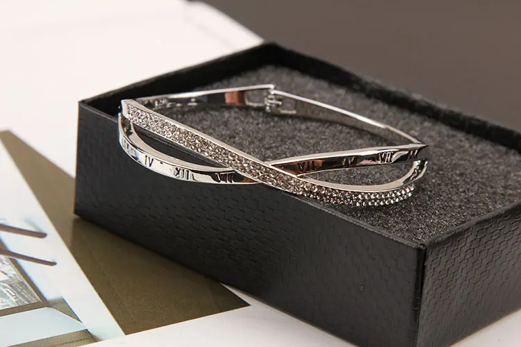 Forever Love Jewelry Cross crystal design Rose Gold Stainless Steel Bracelets &amp Bangles Woman's Heart Bracelet For Women | Украшения