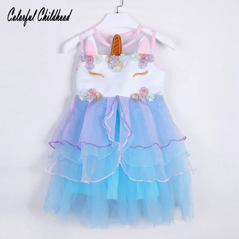 Colorful Children 2018 New Summer Unicorn Princess Dress Baby Girls Wedding Birthday Party Tutu Clothes | Детская одежда и обувь