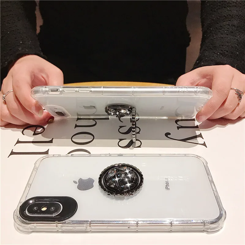 Роскошный мягкий чехол с 3D бриллиантами для iPhone 6 6S 7 8 plus X XR XS MAX прозрачный из ТПУ