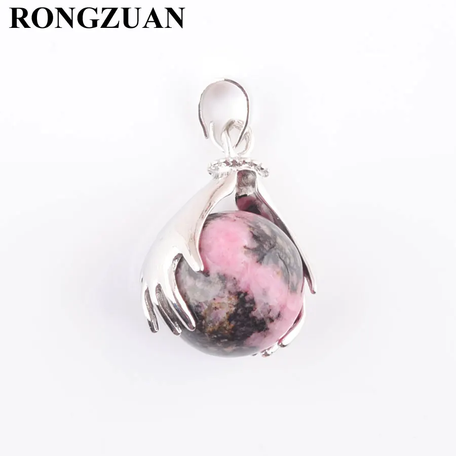 RONGZUAN натуральный Родохрозит круглые шарики каменные бусины посеребренные