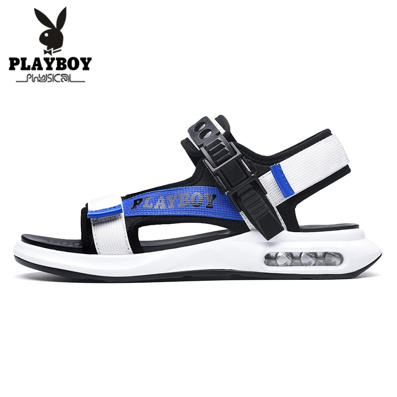 

PLAYBOY 2019 New Summer Brand Men's Sandals Stretch Fabric Designer Mens Shoes Hook & Loop Fashion Man Beach Shoes PL613084