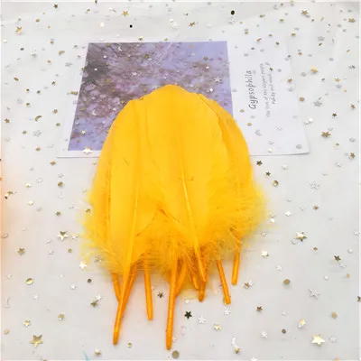 Golden 50pcs Натуральные гусиные перья для рукоделия Плюм 5-7 дюймов/13-18 см ювелирные изделия Одежда Аксессуары свадебные украшения 50 шт - Цвет: Golden 50pcs