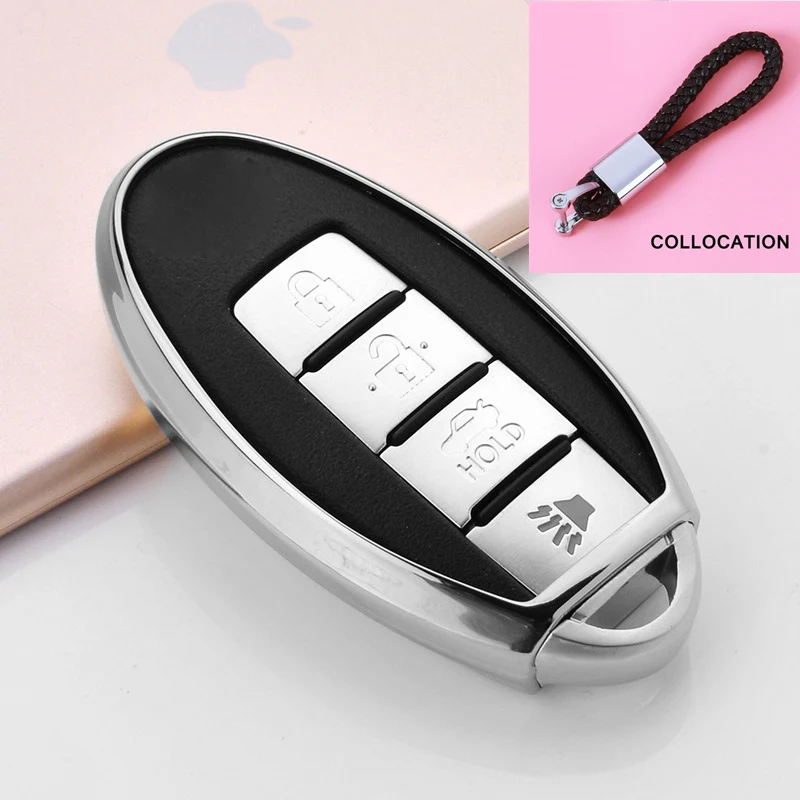 A-silver keychain Мягкий чехол для ключей из ТПУ для Nissan 370Z Altima GT-R Maxima Murano Rogue Sentra Cube Versa Juke Leaf защита ключей автомобиля - Название цвета: A-silver keychain