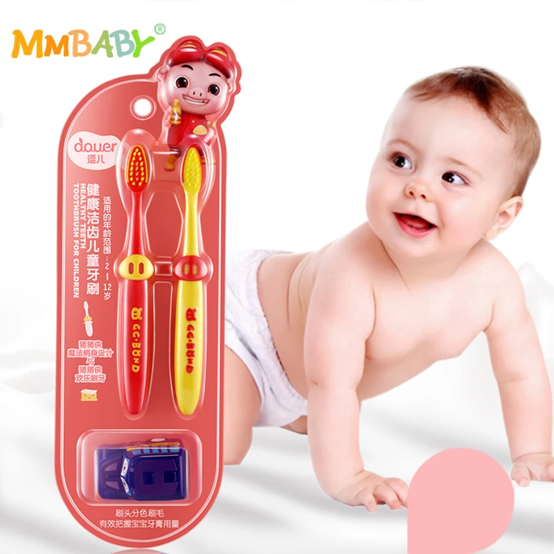 MMBABY douer Новый 2 шт./компл. Детские Силиконовая зубная щетка для малышей Дети милый