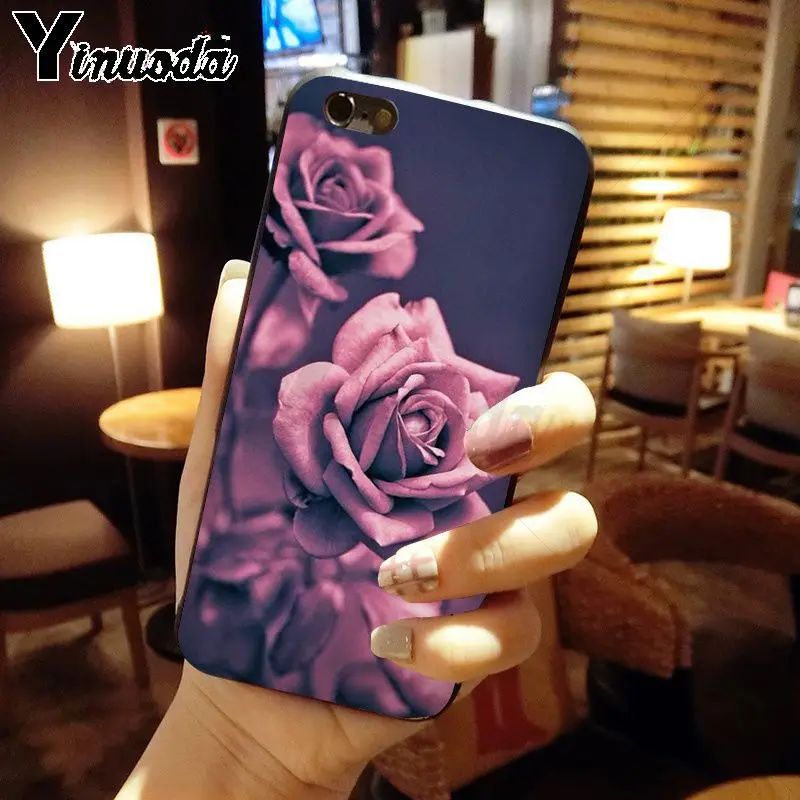 Yinuoda Red Rose Power Girl мраморный мягкий силиконовый черный чехол для телефона iPhone 5 5Sx 6 7