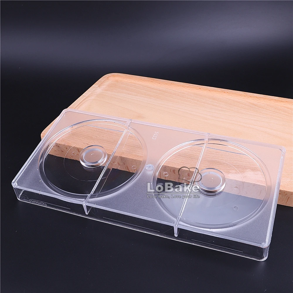 2 cavities compact disc big round shape PC polycarbonate chocolate candy mould ice cube sugar craft bakery mold DIY baking tools | Дом и сад