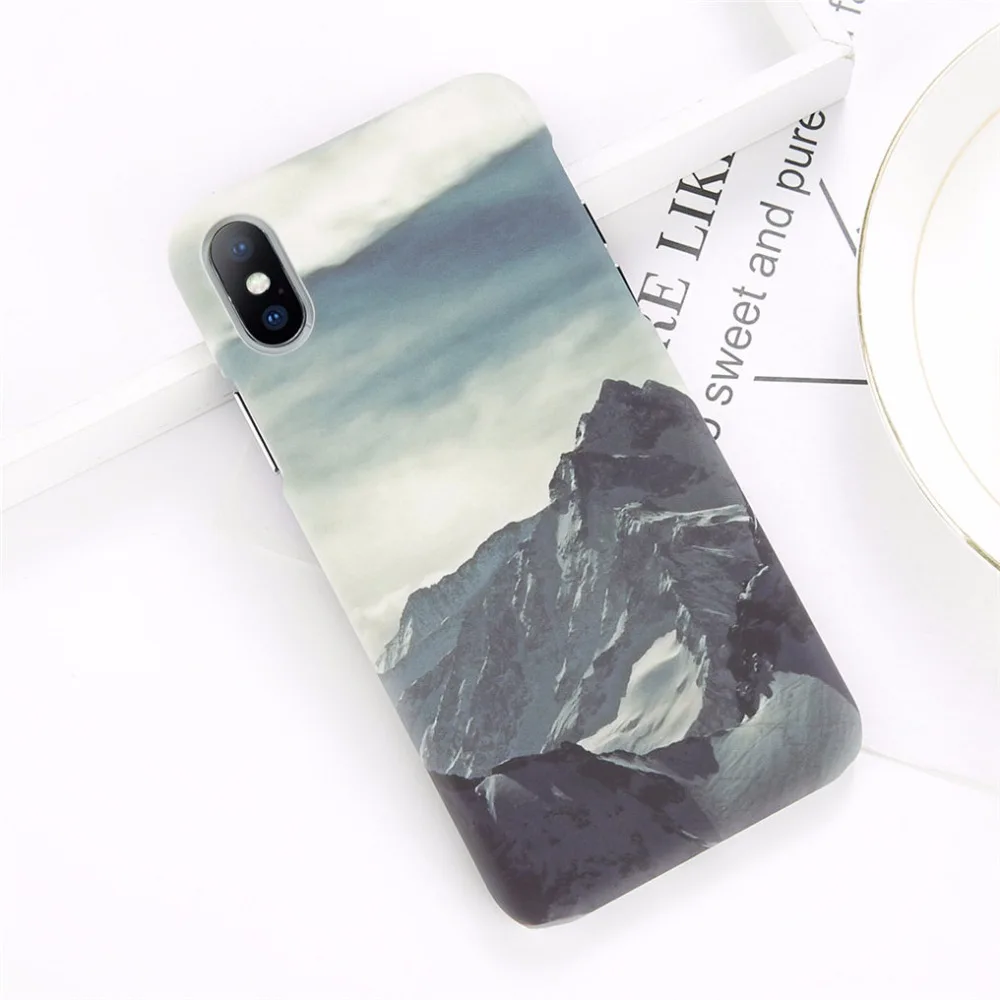 Phone Case For iPhone 8 7 Plus Mountain Peak Forest Back Cover X XS XR Max 6 6S Hard PC Cases Coque | Мобильные телефоны и