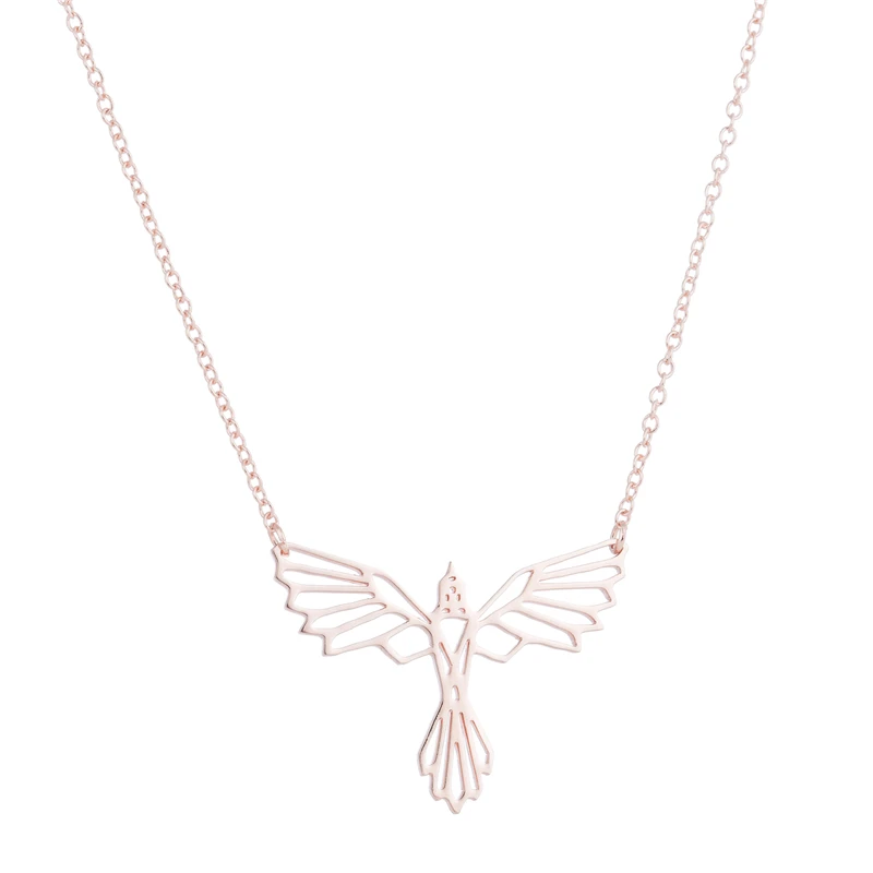rose necklace Yiustar Медвежонок ожерелье для женщин оригами ожерелья с подвесками в виде животных для девочек нержавеющая сталь Бульдог ожерелье мужские ювелирные изделия Лев Bijoux - Окраска металла: rose necklace